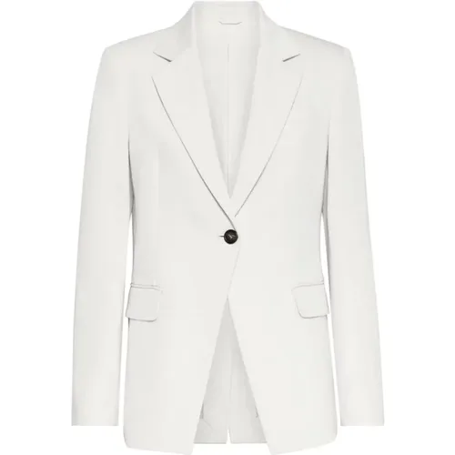 Linen/cotton blazer , female, Sizes: M, S - BRUNELLO CUCINELLI - Modalova