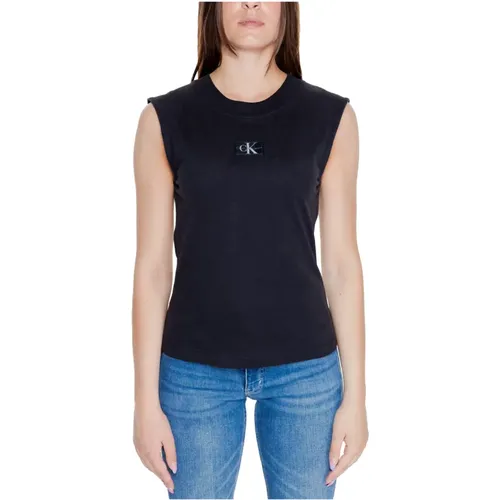 Schwarzes Ärmelloses Baumwoll T-Shirt - Calvin Klein Jeans - Modalova