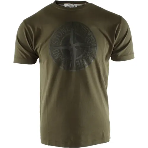 Grünes Baumwoll-T-Shirt für Herren - Stone Island - Modalova