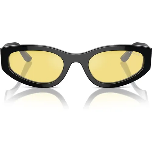 Geometrische unregelmäßige Sonnenbrille mit gelben Gläsern , Damen, Größe: 54 MM - Vogue - Modalova