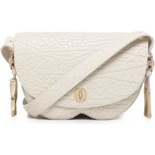 Cream Leather Bag with Knight Design , female, Sizes: ONE SIZE - Burberry - Modalova
