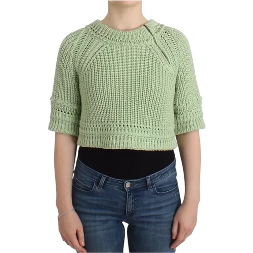 Grüner Kurzer Baumwollpullover - Ermanno Scervino - Modalova