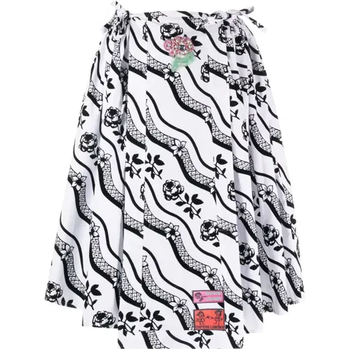 Wrap Skirt with Logo Badge and Floral Embroidery , female, Sizes: L, M - Chopova Lowena - Modalova
