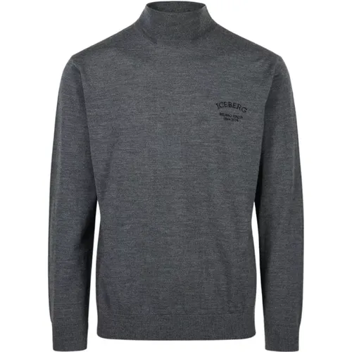 Merino Rollkragenpullover mit Logo , Herren, Größe: 3XL - Iceberg - Modalova