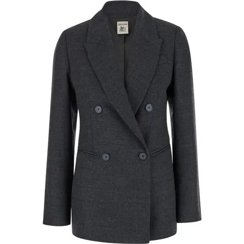 Doppelreihiger Grauer Blazer , Damen, Größe: XS - Semicouture - Modalova