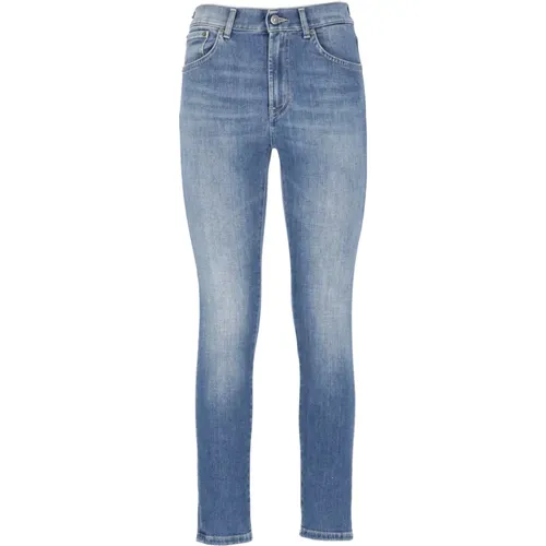 Blaue Jeans mit Logo-Patch , Damen, Größe: W31 - Dondup - Modalova