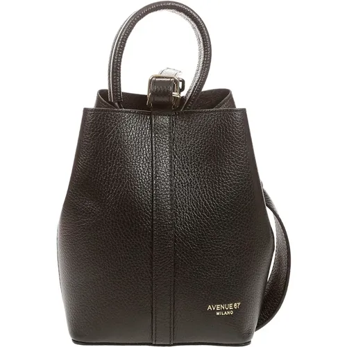 Flavia Leather Bucket Bag with Strap , female, Sizes: ONE SIZE - Avenue 67 - Modalova