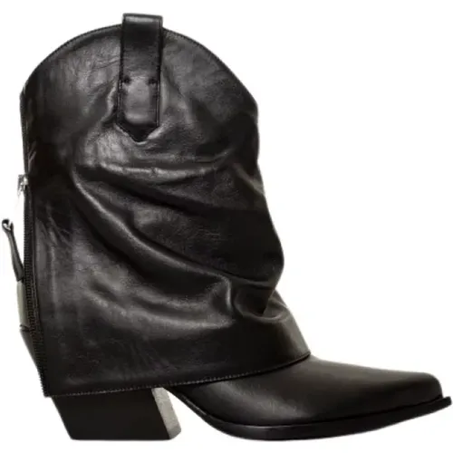 Leather Texano Boots , female, Sizes: 5 UK, 6 UK, 7 UK, 4 UK, 3 UK - Elena Iachi - Modalova