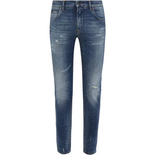 Premium Blaue Baumwoll-Denim-Jeans , Herren, Größe: 3XL - Dolce & Gabbana - Modalova