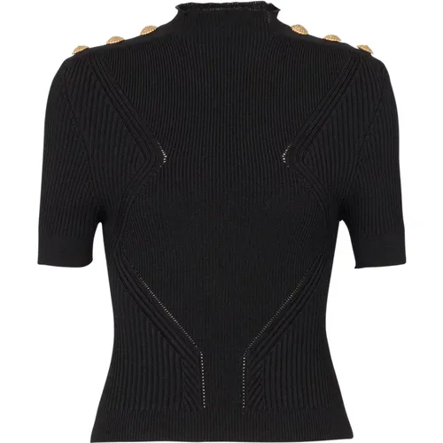 Ribbed knit top , female, Sizes: XS - Balmain - Modalova