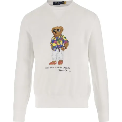 Plüsch Crew Neck Sweatshirt mit Polo Bear Print , Herren, Größe: S - Polo Ralph Lauren - Modalova
