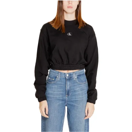 Baumwoll Rundhals Pullover , Damen, Größe: L - Calvin Klein - Modalova