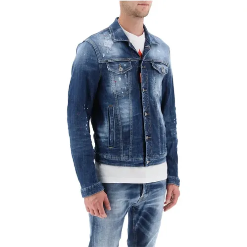 Zerrissene Denim Dan Jacke , Herren, Größe: L - Dsquared2 - Modalova