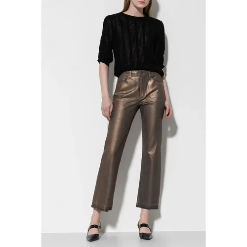 Glänzende Roségoldbeschichtete Damenjeans , Damen, Größe: M - LUISA CERANO - Modalova