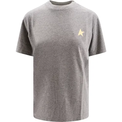 Graues T-Shirt mit Rundhalsausschnitt Kurze Ärmel , Damen, Größe: S - Golden Goose - Modalova