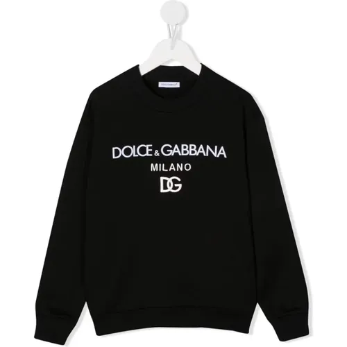 Schwarzer Sweatshirt,Mädchen Ciclamino Sweatshirt Baumwolle Trendige Mode - Dolce & Gabbana - Modalova