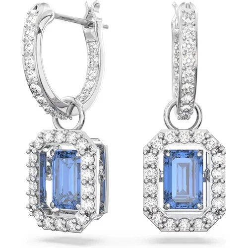 Millenia Drop Earrings Blue Octagon Cut , female, Sizes: ONE SIZE - Swarovski - Modalova