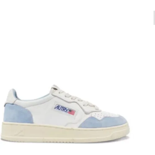 Vintage-Stil Low-Top-Sneakers in Weiß und Blau , Damen, Größe: 38 EU - Autry - Modalova
