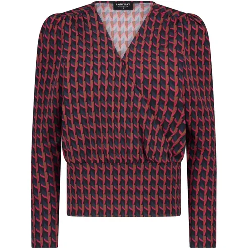 Artistic Rood Puff Sleeve Wrap Shirt , Damen, Größe: XS - Lady Day - Modalova