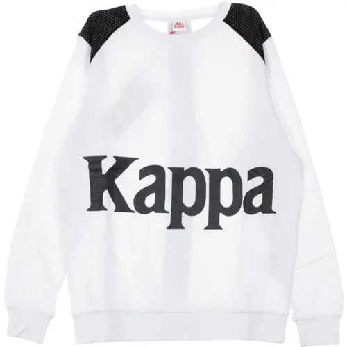 Herren Rundhals-Sweatshirt Weiß/Schwarz , Herren, Größe: L - Kappa - Modalova