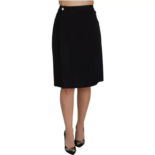 Schwarzer Wollrock in Bleistiftform mit hoher Taille , Damen, Größe: XL - Dolce & Gabbana - Modalova