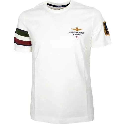 Herren Baumwoll Jersey T-Shirt Weiß Ts2230 , Herren, Größe: M - aeronautica militare - Modalova