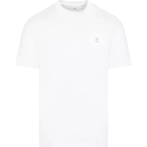 Weißes Baumwoll-T-Shirt Grunddesign - BRUNELLO CUCINELLI - Modalova