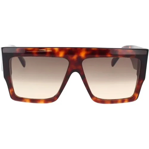 Geometric Sunglasses with Dark Havana Frame , unisex, Sizes: 60 MM - Celine - Modalova