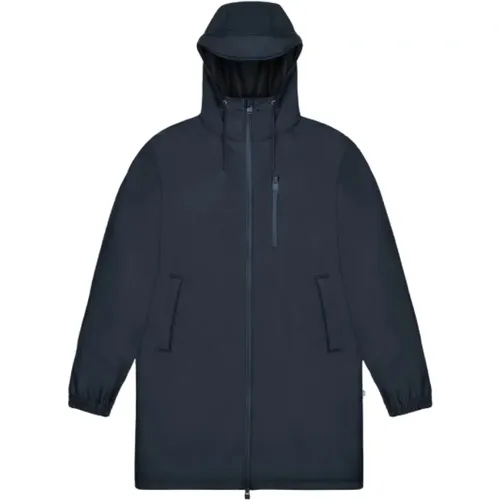 Langer Sturm Brecher Marineblau Wasserdichte Jacke , Herren, Größe: L - Rains - Modalova