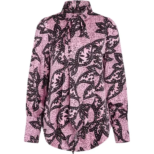 Rosa Print Shirt mit Volumenärmeln , Damen, Größe: XL - Bruuns Bazaar - Modalova