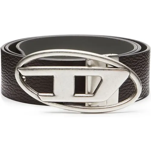 Leather Belt Hammered Buckle , male, Sizes: 95 CM, 90 CM, 85 CM - Diesel - Modalova