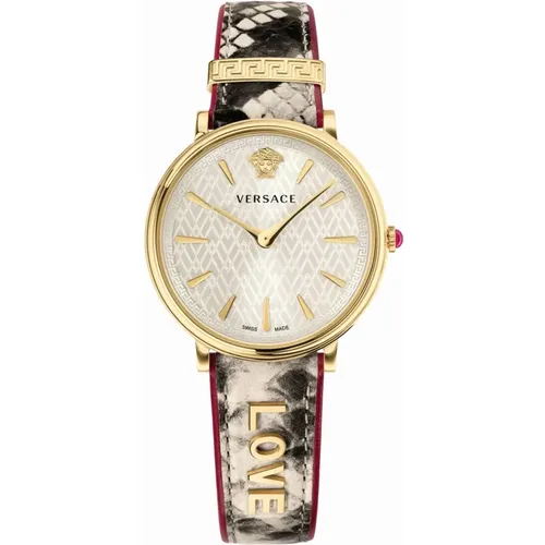 Circle Gold Beige Elaph BIC Watch , female, Sizes: ONE SIZE - Versace - Modalova