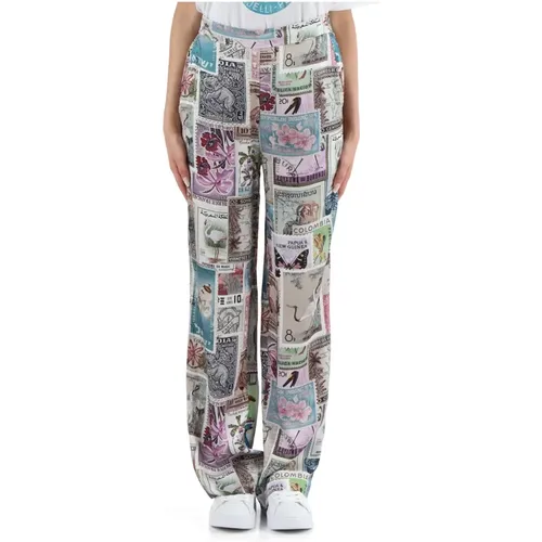Satin Viscose All Over Print Pants , female, Sizes: M - Replay - Modalova