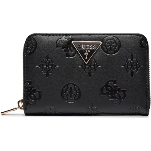 Schwarzes Logo Reißverschluss Portemonnaie , Damen, Größe: ONE Size - Guess - Modalova
