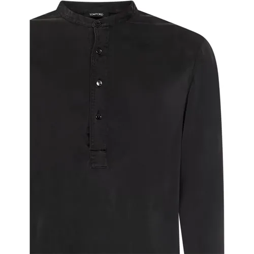 Henley Shirt with Asymmetric Hem , male, Sizes: M, S, 2XL - Tom Ford - Modalova