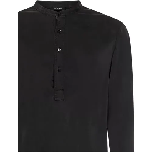 Henley Shirt with Asymmetric Hem , male, Sizes: S, 2XL - Tom Ford - Modalova