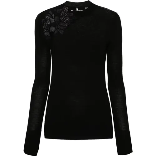 Schwarzer Rundhalsausschnitt Pullover - Ermanno Scervino - Modalova