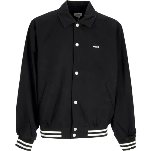 Icon Face Varsity Jacke Schwarz , Herren, Größe: XS - Obey - Modalova