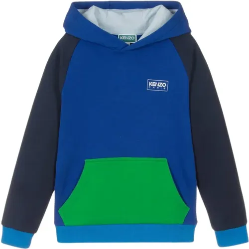 Blauer Multicolor Block Hoodie Pullover - Kenzo - Modalova