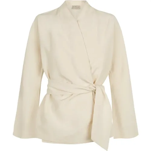 Simona, wrap jacket in linen and silk ivory , female, Sizes: M, XL, L - Cortana - Modalova