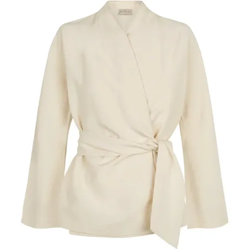 Simona, wrap jacket in linen and silk ivory , female, Sizes: M, XL, L, S - Cortana - Modalova