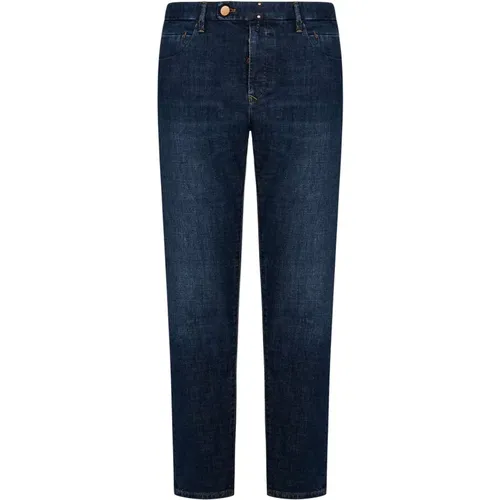 Blaue Slim Fit Jeans mit Kontrastierenden Nähten , Herren, Größe: W34 - Incotex - Modalova