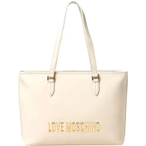 Ivory Synthetische Shopper Tasche , Damen, Größe: ONE Size - Love Moschino - Modalova