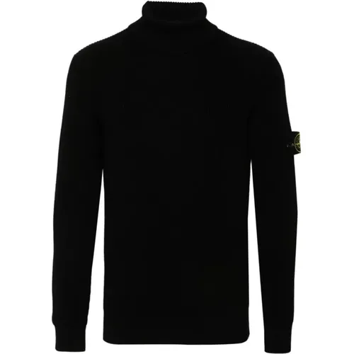 Schwarze Pullover für Männer,Stilvolles Dolcevita Pullover - Stone Island - Modalova