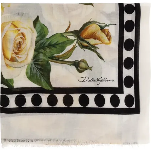 Scarf with floral motif , female, Sizes: ONE SIZE - Dolce & Gabbana - Modalova