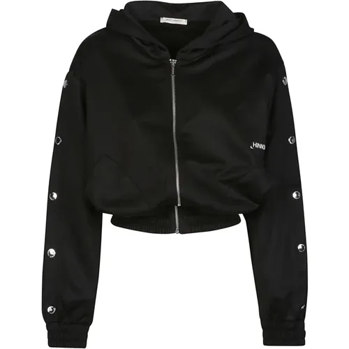 Schwarzer Reißverschluss-Sweatshirt,BI01 Weiß Sweatshirt,Zip-throughs - Hinnominate - Modalova