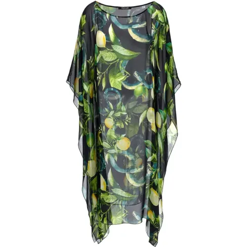 Lemon Print Silk Beach Dress , female, Sizes: S, M - Roberto Cavalli - Modalova