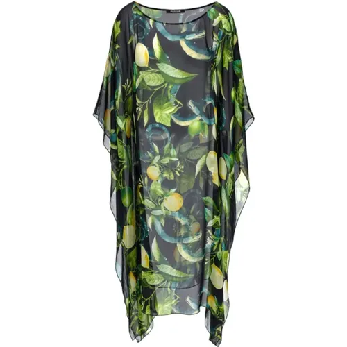 Lemon Print Silk Beach Dress , female, Sizes: XL, S, M, L - Roberto Cavalli - Modalova