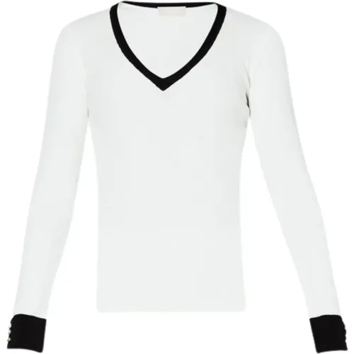 Cream Sweater with Contrast Trim , female, Sizes: M, S, L - Liu Jo - Modalova