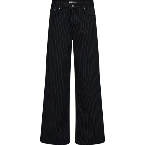 Pinstripe Wide Leg Jeans Schwarz , Damen, Größe: XL - Co'Couture - Modalova